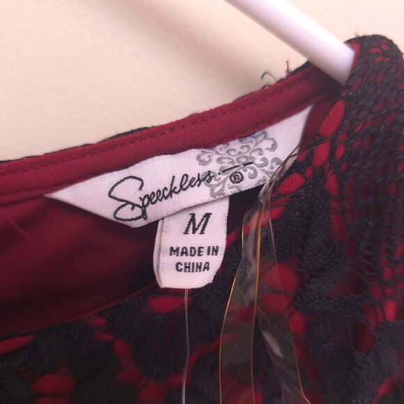 Speechless Black Lace Maroon Fit & Flare Dress M Goth Homecoming Y2K Party Hoco - Picture 5 of 7